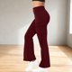 thumbnail image 4 of Amzcrzy Leggings Acampanados Mujer Cintura Alta Elásticos Yoga Ligeros Realzan Glúteos Color Liso Ajustado Casuales Bolsillos Laterales Tallas S-2XL Rojo, 4 of 7