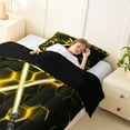 thumbnail image 4 of meiyoeat Neon Lights Twin Comforter Sets for Boys, Sci-Fi Yellow Gaming Bedding Set, Black Reversible 2pcs, 1 Comforter and 1 Pillowcase, 4 of 6