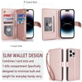 thumbnail image 4 of TECH CIRCLE For iPhone 11 Wallet Case with Card Holder,PU Leather Flip Folio Shell Magnetic Closure Wrist Strap Kickstand Shockproof Protective Cover for Apple iPhone 11 6.1" 2019,Rosegold, 4 of 6