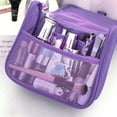 thumbnail image 4 of Hanging Toiletry Bag Travel Toiletry Kit for Men Women Toiletries Water Resistant with Mesh Pockets & Hanging Hook Shower Bag, Cosmetic Organizer for Travel Accessories - purple, 4 of 5