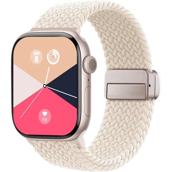 Mingdaln Braided Stretchy Band，Compatible with Apple Watch Bands 38mm 40mm 41mm 42mm Women Men, Soft Nylon Solo Loop Magnetic Sport Strap for IWatch Series 11 10 9 8 7 6 5 4 3 2 1 SE
