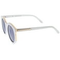 thumbnail image 3 of sunglassLA Unisex Women's Fashion Oversized Flash Mirrored Flat Lens Round Sunglasses (Shiny White-Gold / Blue Mirror) - 65mm, 3 of 4