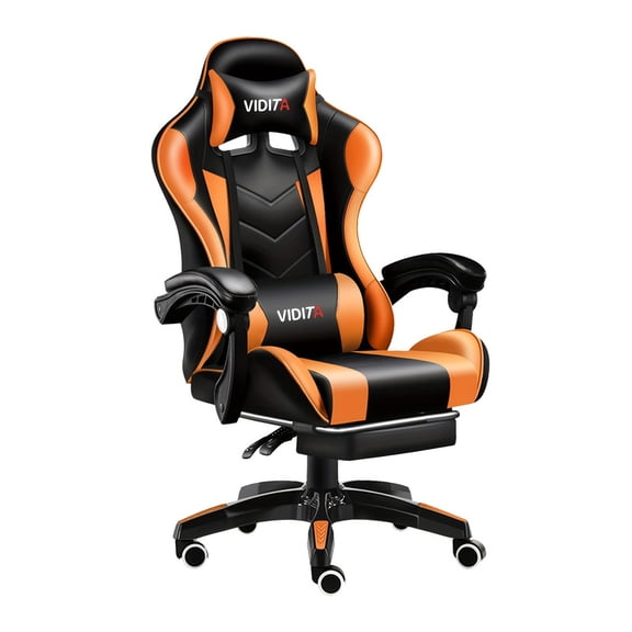 VIDITA Ergonomic Gaming Chair, Black and Orange, with Lumbar Support