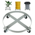 thumbnail image 2 of 55 Gallon Drum Dolly, Barrel and Trash Can Dolly with Cross Braces and 4 Swivel Caster Wheels, Heavy Duty Steel Frame Drum Dolly with Brake, 1000 lbs Load Capacity, for Warehouse Drum Handling, 2 of 7