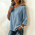 thumbnail image 4 of jjayotai Cotton Linen Tops for Women Crew Neck Loose Fit Long Sleeve Shirts Casual Fall Blouses Work Weekend Travel, 4 of 6