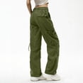 thumbnail image 5 of Cutuoiiu Women's Loose Solid Color Cargo Pants Multiple Pockets Drawstring Waist Breathable Sports Trousers Gifts, 5 of 6