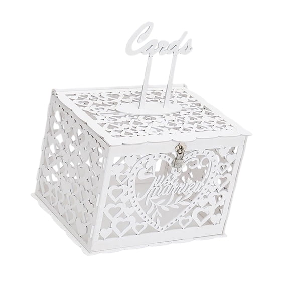 Lynono Co.,Ltd Elegant Heart ShapeW00denCard Box With Lock for Wedding Storage and Display