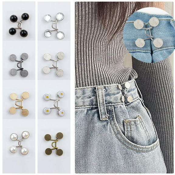 1 Row of Buttons Pant Waist Tightener Adjustable Jean Button Pins 1Pc Button Clip for Pants No Sewing Required Easy To Install Diy Knitting Diy