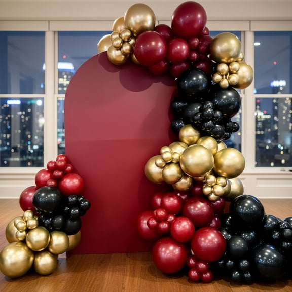 Black Burgundy Gold Balloons 12 Inch Burgundy Maroon Red Black Metallic Gold Latex Confetti Balloon for  Baby Shower Party Decoration   Kids Graduation Birthday