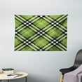thumbnail image 1 of Checkered Tapestry, Classical Celtic Pattern Symmetrical Stripes and Squares Print, Wall Hanging for Bedroom Living Room Dorm Decor, 60W X 40L Inches, Fern Green Black Pale Yellow, by Ambesonne, 1 of 2