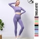thumbnail image 2 of Traje de Yoga de 2 piezas, ropa deportiva sin costuras, ropa de gimnasio, chándal, Top corto de manga larga, mallas para mujer, conjuntos de Yoga para entrenamiento físico, 2 of 5