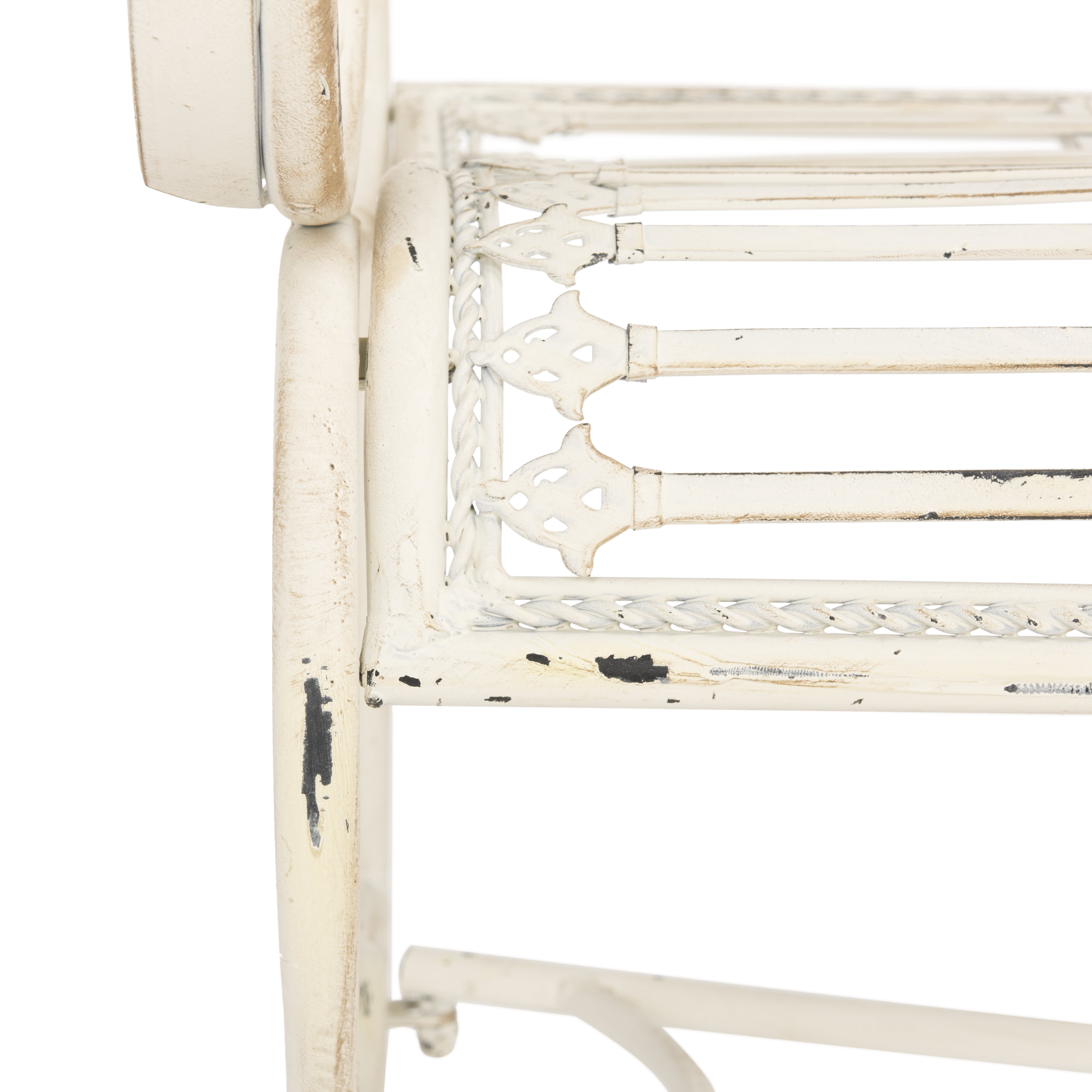 SAFAVIEH Abner Outdoor Patio Wrought Iron Garden Bench, Antique White