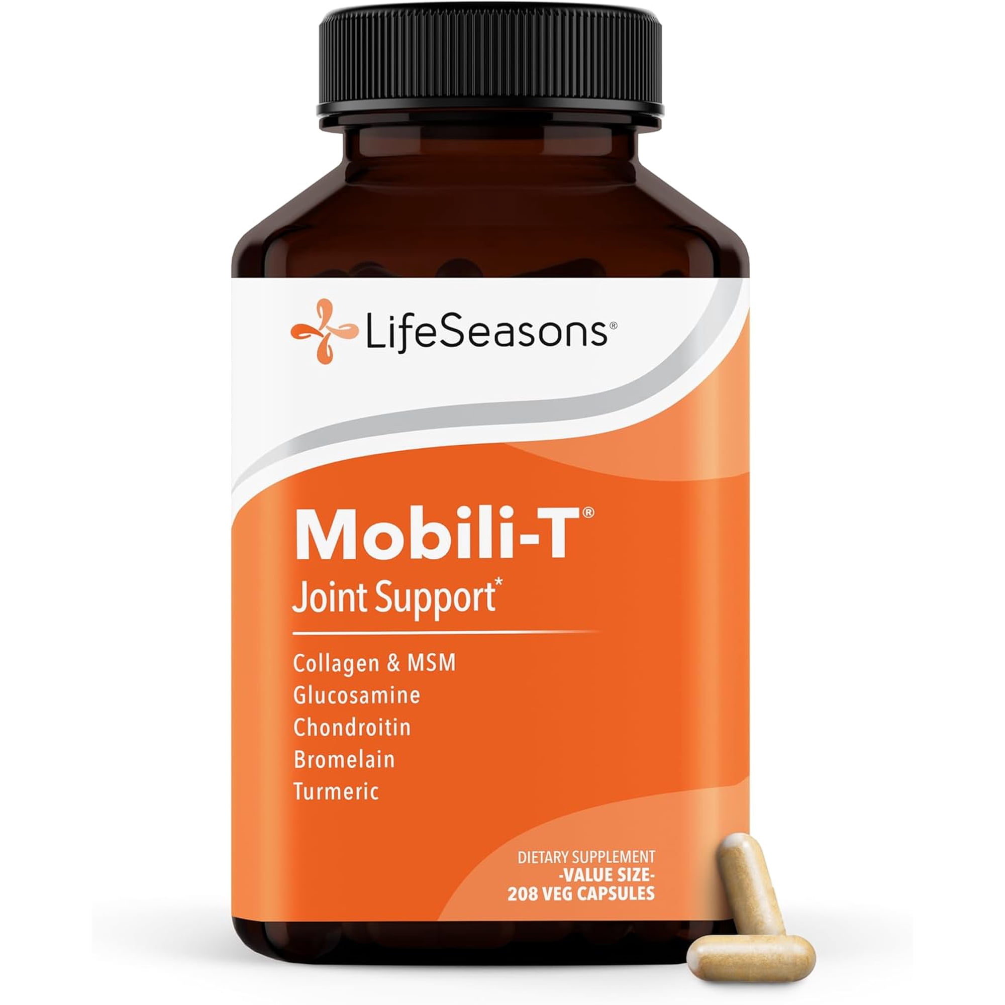 LifeSeasons Mobili-T - Joint Support Supplement - Increase Range of Motion - Rebuild Tissue & Cartilage - MSM Chondroitin Collagen Glucosamine & Turmeric - 208 Capsules