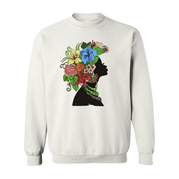 Woman With Colorful Flowers Sweatshirt Women -Image by Shutterstock, Female XX-Large