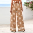 thumbnail image 5 of Women's Wide Leg Palazzo Pants 2026 Summer Boho Floral Trousers Drawstring Elastic Waist Wide Leg Pants with Pockets Spring Flowy Beach Vacation Clothes Resort Wear Lounge Pants Khaki XL, 5 of 6