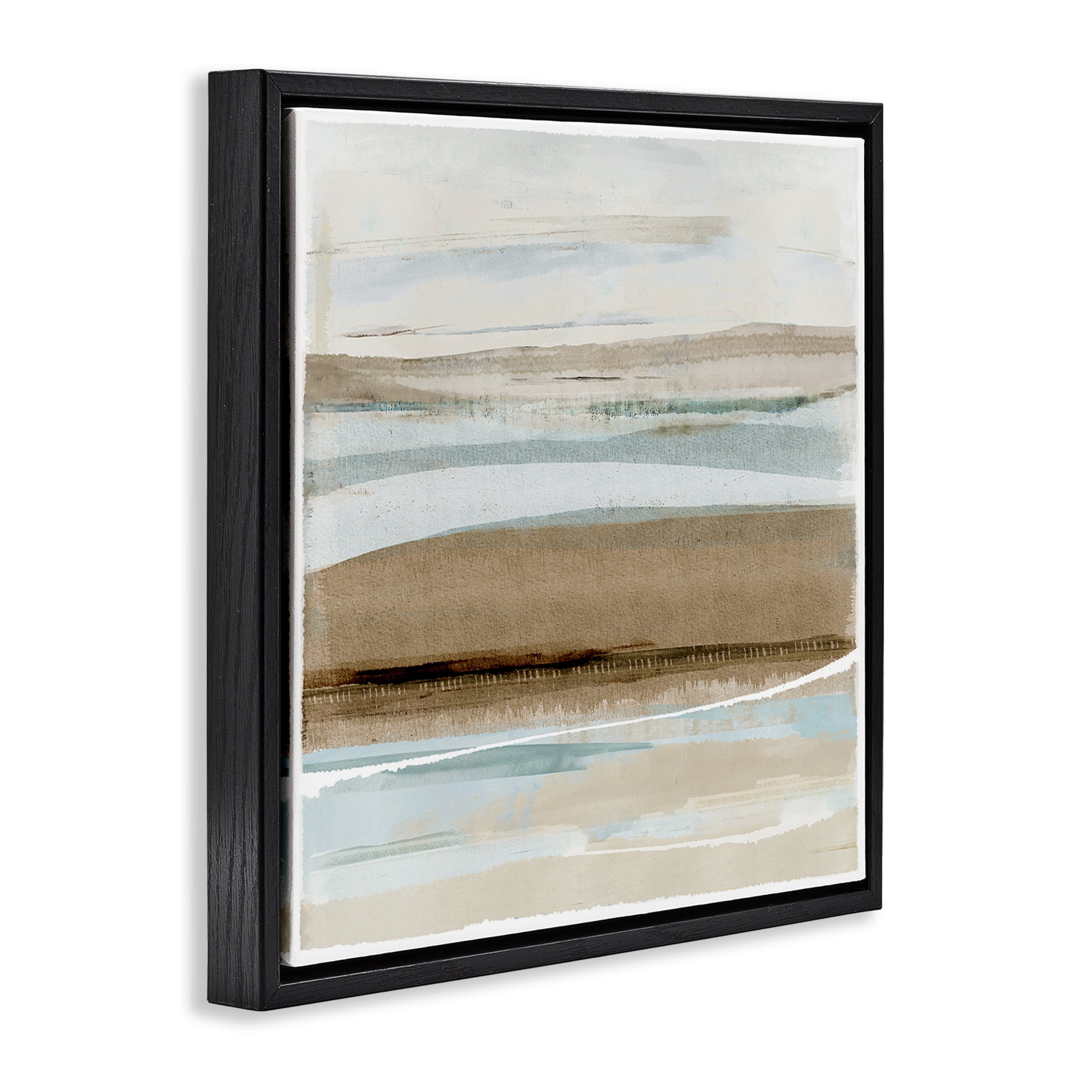 Stupell Industries Soft Winter Sands Abstract Painting Black Floater Framed Canvas Art Print Wall Art, 25 x 25