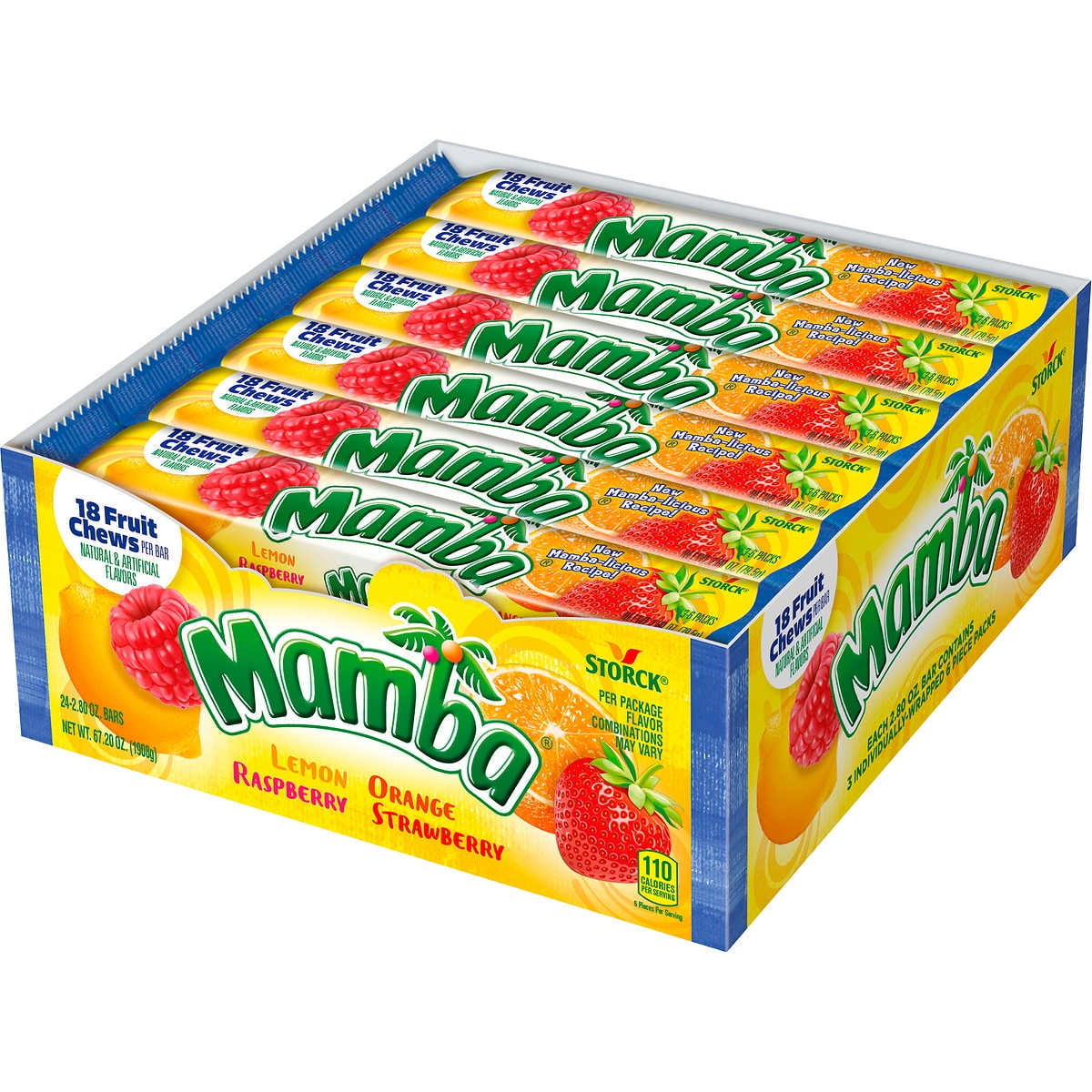 Mamba Fruit Chews, Variety Pack, 2.8 oz, 24 ct