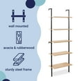 thumbnail image 3 of happimess Madera 72.05" Classic Industrial 5-Shelf Wood Wall-Mounted Open Ladder Bookcase with Metal Frame, Light Oak/Black, 3 of 9