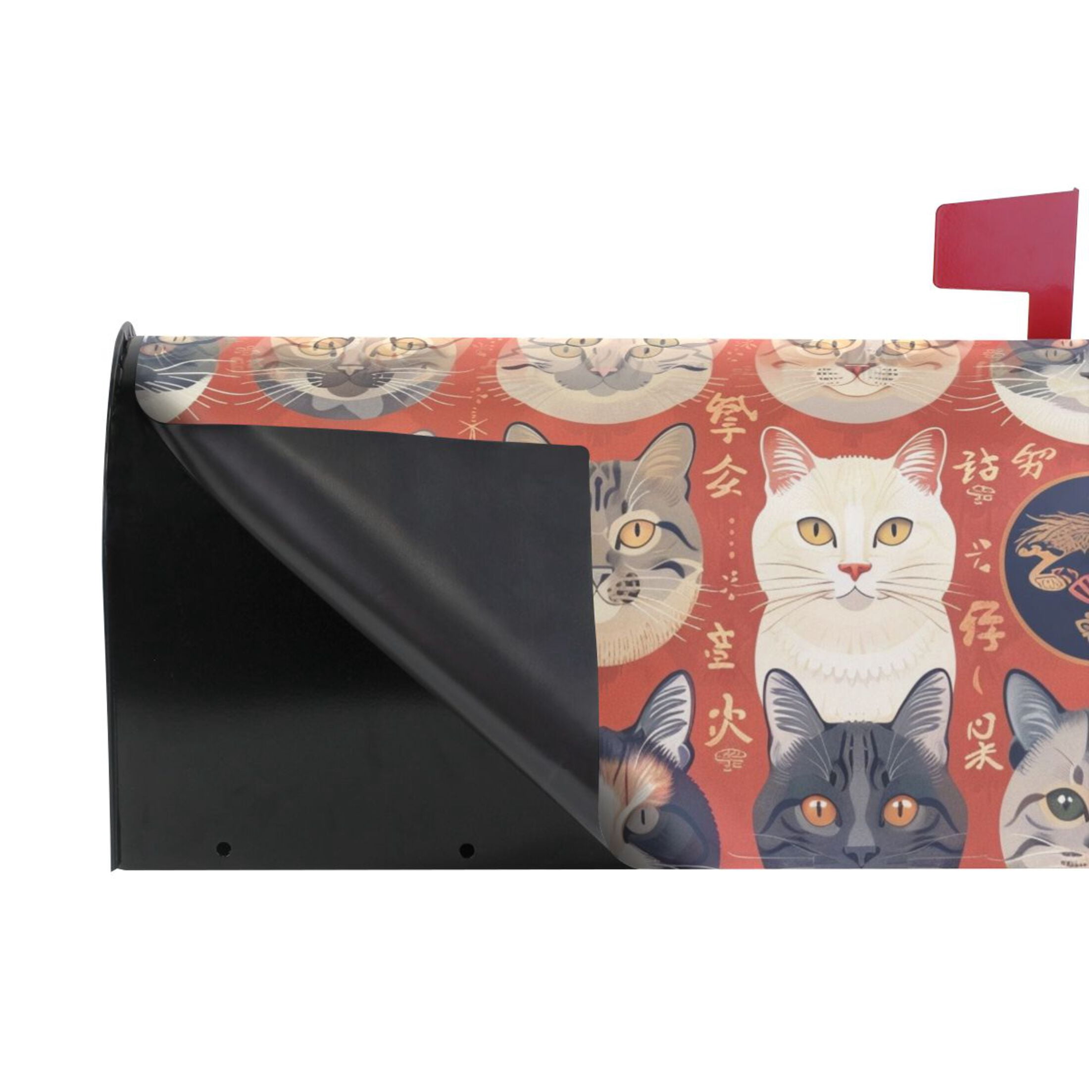 Cats Face Magnetic Mailbox Covers 25.5" X 21" Post Letter Box Wraps Waterproof Garden Yard Outdoor Decoration