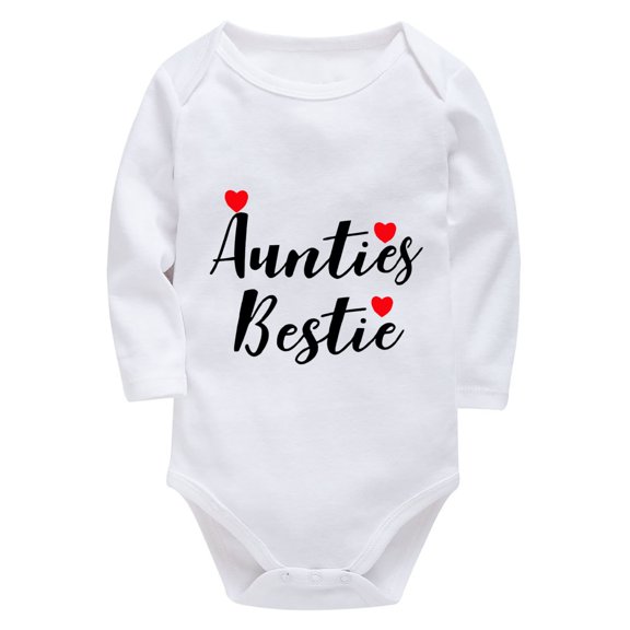 Aunties Bestie Baby Take Home Outfits Long Sleeve Bring Baby Home Outfit Newborn for Girls White Baby Onesie 0-3 Months Unis