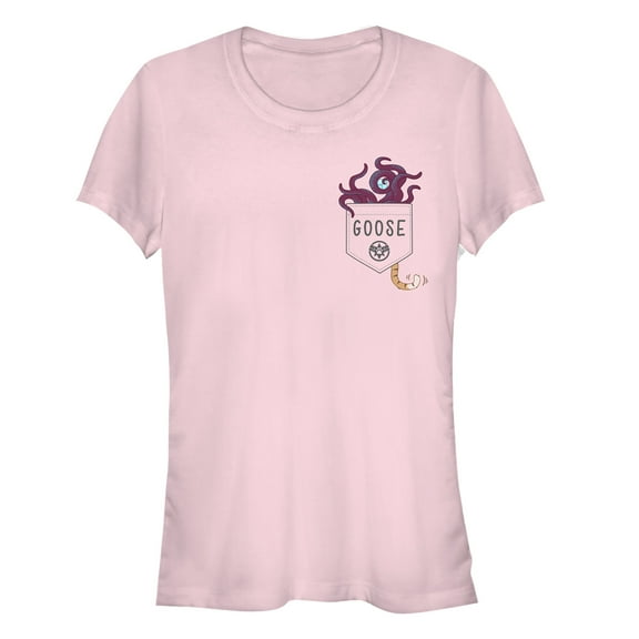 Junior's Marvel Captain Marvel Goose Flerken Pocket Print Graphic Tee Light Pink Small