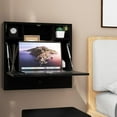 Folding Wall Desk Wood Wall Mounted Desk with Storage Drawer and