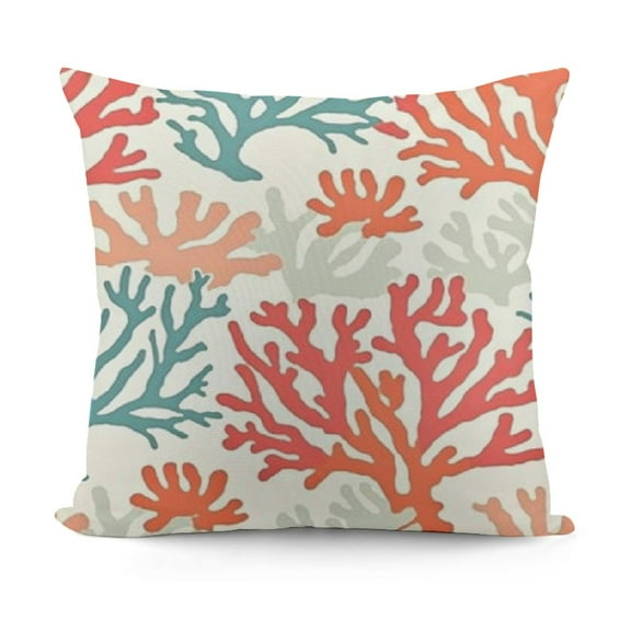 Coastal Coral Teal Pillow Covers Beach Ocean Themed Couch Pillow Cases Nautical Summer Sea Throw Pillows Modern Home Decor for Room Bedroom Porch Patio Cushion Outdoor