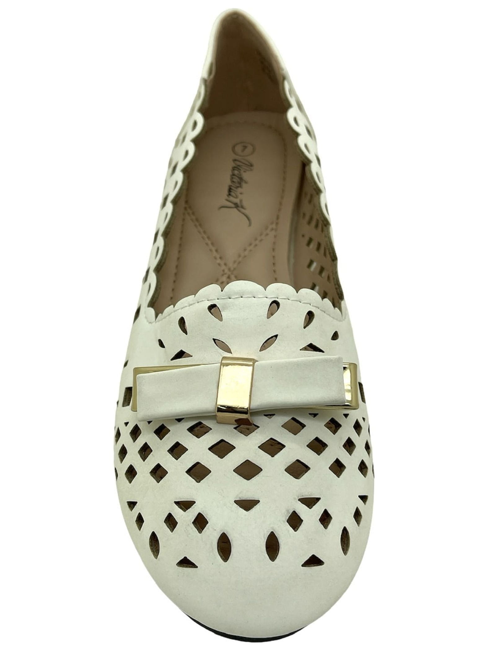 Victoria K Women's Snake Skin Texture Gold Chain Buckle Ballerina Flats