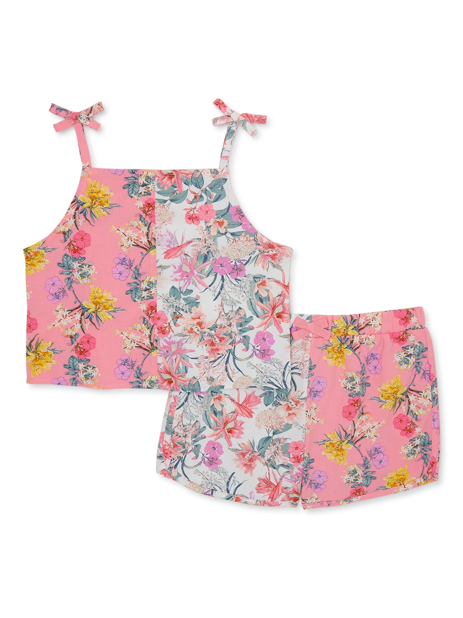 Wonder Nation Girls Floral Tank Top and Shorts Set, 2-Piece, Sizes 4-18 & Plus