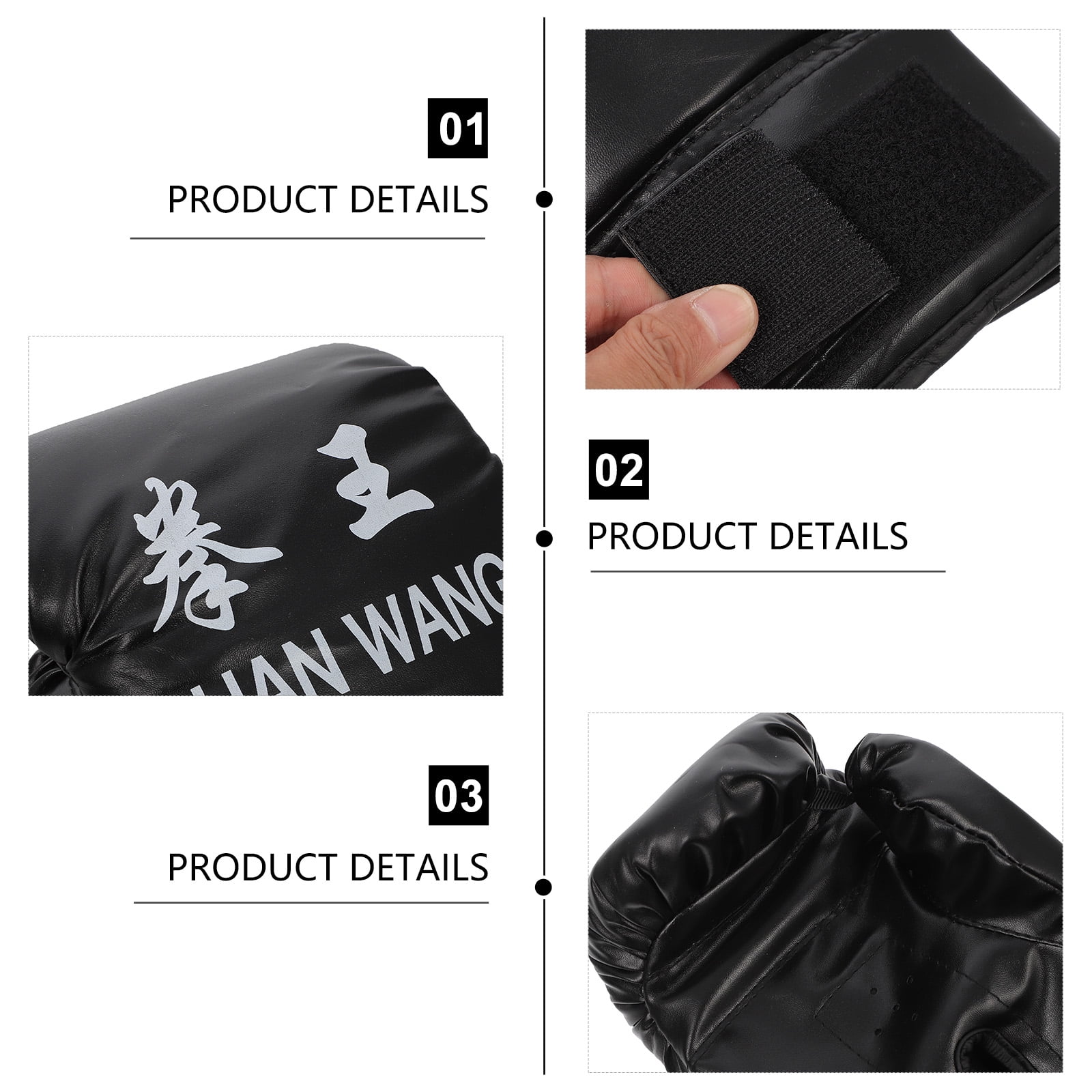 DEEPCRAFF 1Pair Thickened Kickboxing Gloves Black Professional Boxing Supply with Air Flow Design