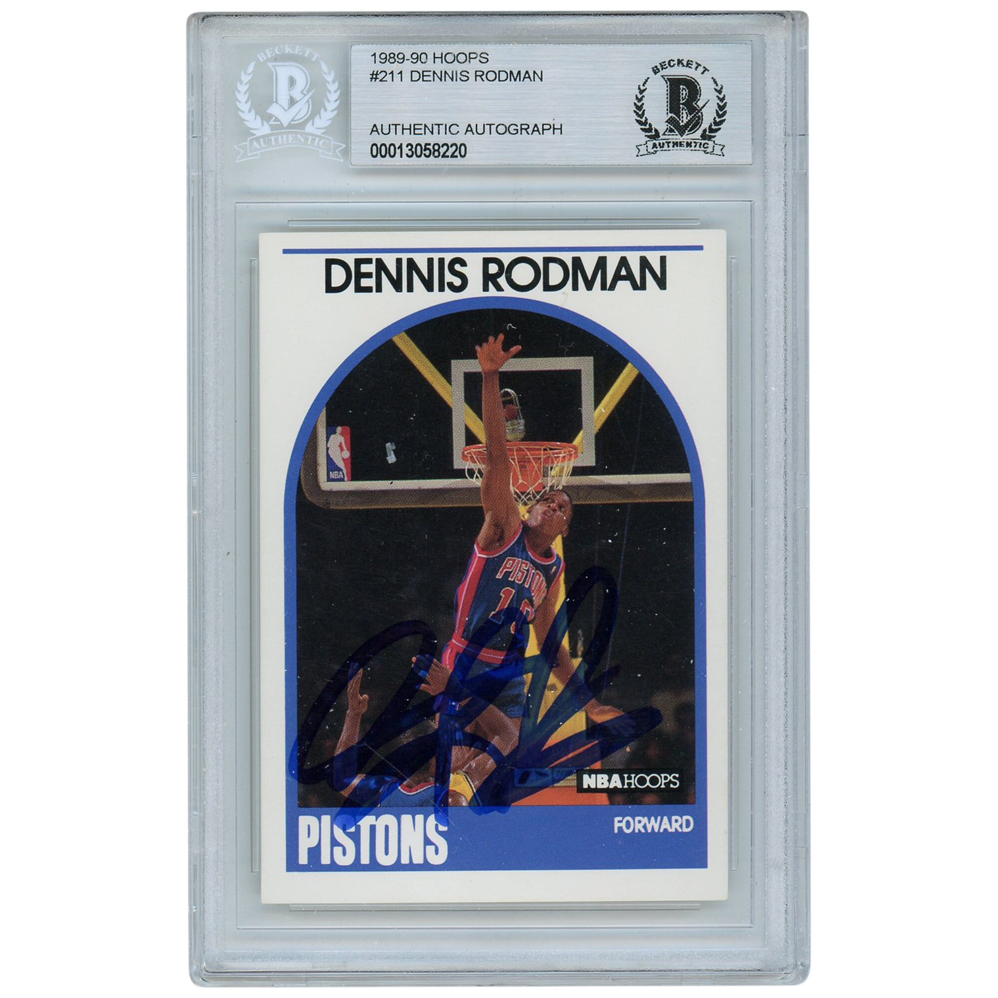 Dennis Rodman Detroit Pistons Autographed 198990 211 NBA Hoops Card