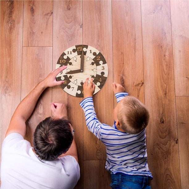 Horloge D’Apprentissage En Bois – Trieur De Formes Et Puzzle Éducatif – Heure, Nombres, Couleurs – Dès 18 Mois – Cadeau Montessori