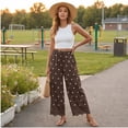 thumbnail image 4 of Lace Trim Wide Leg Pants for Women 2026 Spring Summer Cropped Lightweight Casual Pants, XXL, 4 of 6