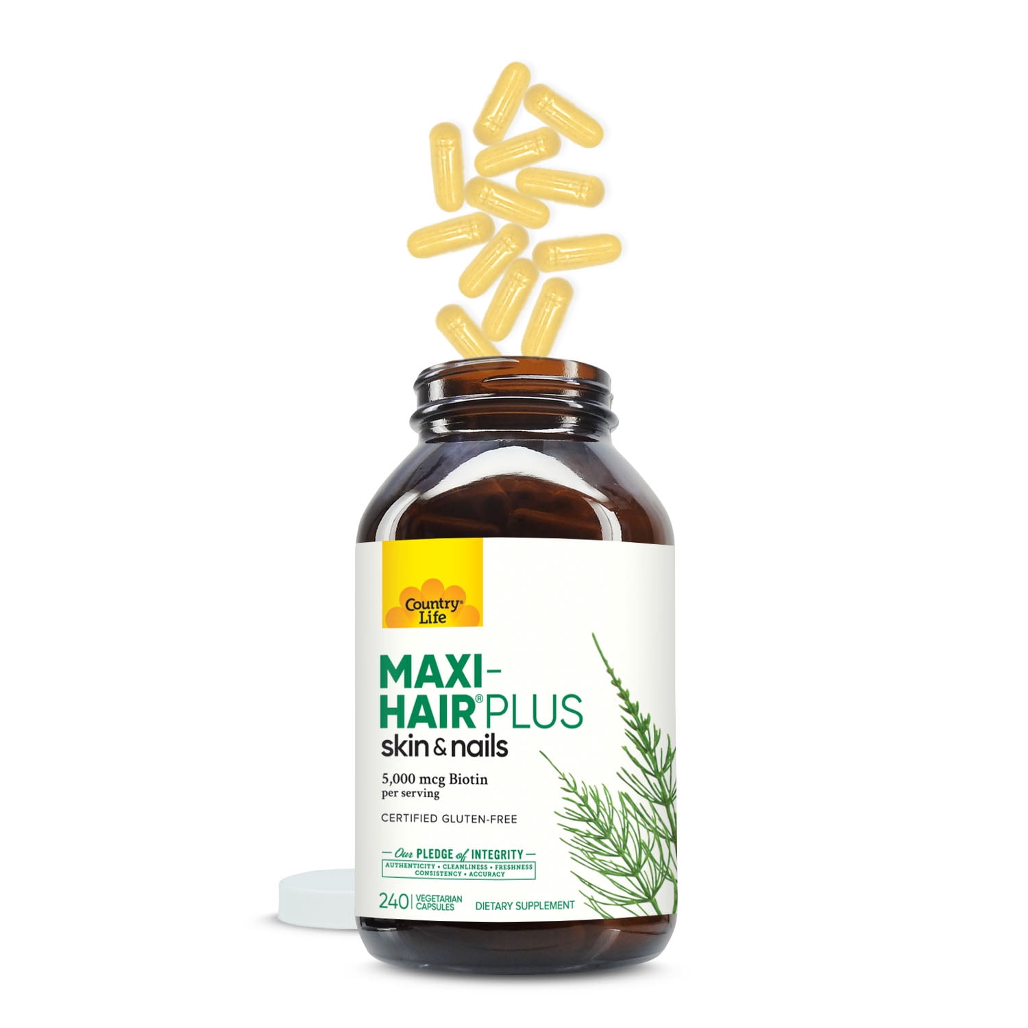 Country Life, Maxi-Hair Plus Biotin, Supports Healthy Hair, Skin and Nails, Daily Supplement, 240 ct