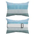 thumbnail image 2 of Pack of 4 Outdoor Lumbar Pillow Covers 11x16 Inch, Colorful Stripe Waterproof Throw Pillow Covers Set, Modern Teal Blue Green Vertical Striped Decorative Cushion Cases for Patio Porch Car, 2 of 7