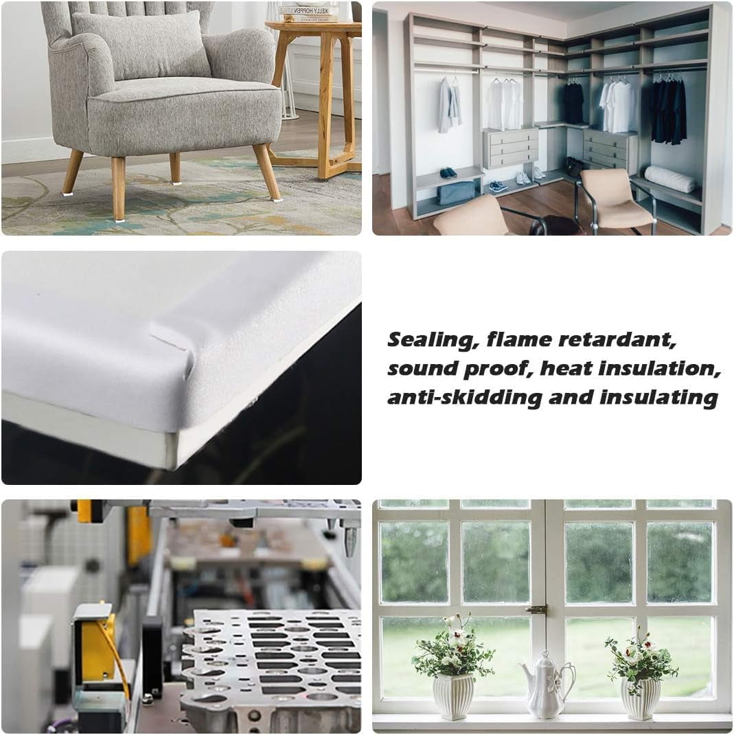 White Door Window Weather Stripping Self Adhesive Foam Tape High Density Foam Sealing Strip Window Insulation Weatherproof Gasket Tape 1" Wide X 1/4" Thick, 16.5 Ft X 2 Rolls, Total 33 Feet