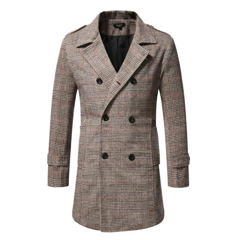 Fashion Plaid Double-breasted Long Sleeve Woolen Coat Fashion Plaid Double-breasted Long Sleeve Woolen Coat