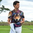 thumbnail image 3 of Sikiie Colorful Wolf Head Print Men's Short-sleeved POLO Shirts, Button-down Shirts and T-shirts are Suitable for Vacation, Leisure and Business-Small, 3 of 6