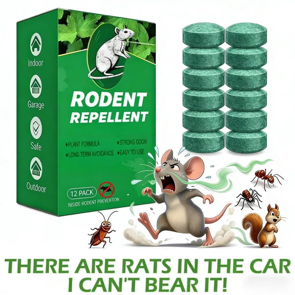 12-Pack Natural Rodent Repellent Balls! Infused with peppermint and lemon oil, they effectively repel squirrels, rats, spiders & other pests. Safe, non-toxic, long-lasting & easy to use indoors and o