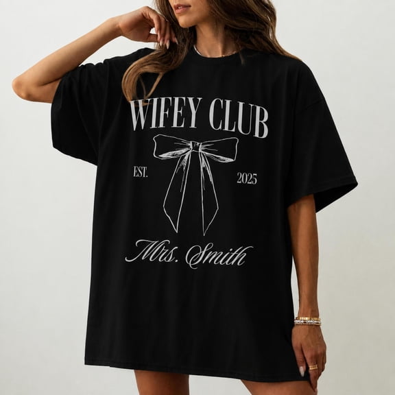 Custom Wifey Tshirt , Fiance, New Wife, Coquette Wifey, AURORAVALLEY T-Shirt