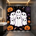 thumbnail image 5 of Lilixerw Halloween Shower Curtain Decoration, Cute Ghost Pumpkin Spider Printed Bath Curtain with 12 Hooks, for Bathroom, Shower Stall and Holiday Home Refresh, 70.87x70.87 inch, 5 of 6