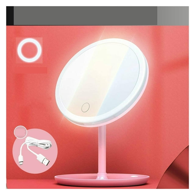 LED Makeup Mirror With Light Lamp With Storage Desktop Rotating Cosmetic Mirror Light Adjustable Dimming USB Vanity Mirror ,Widely Use