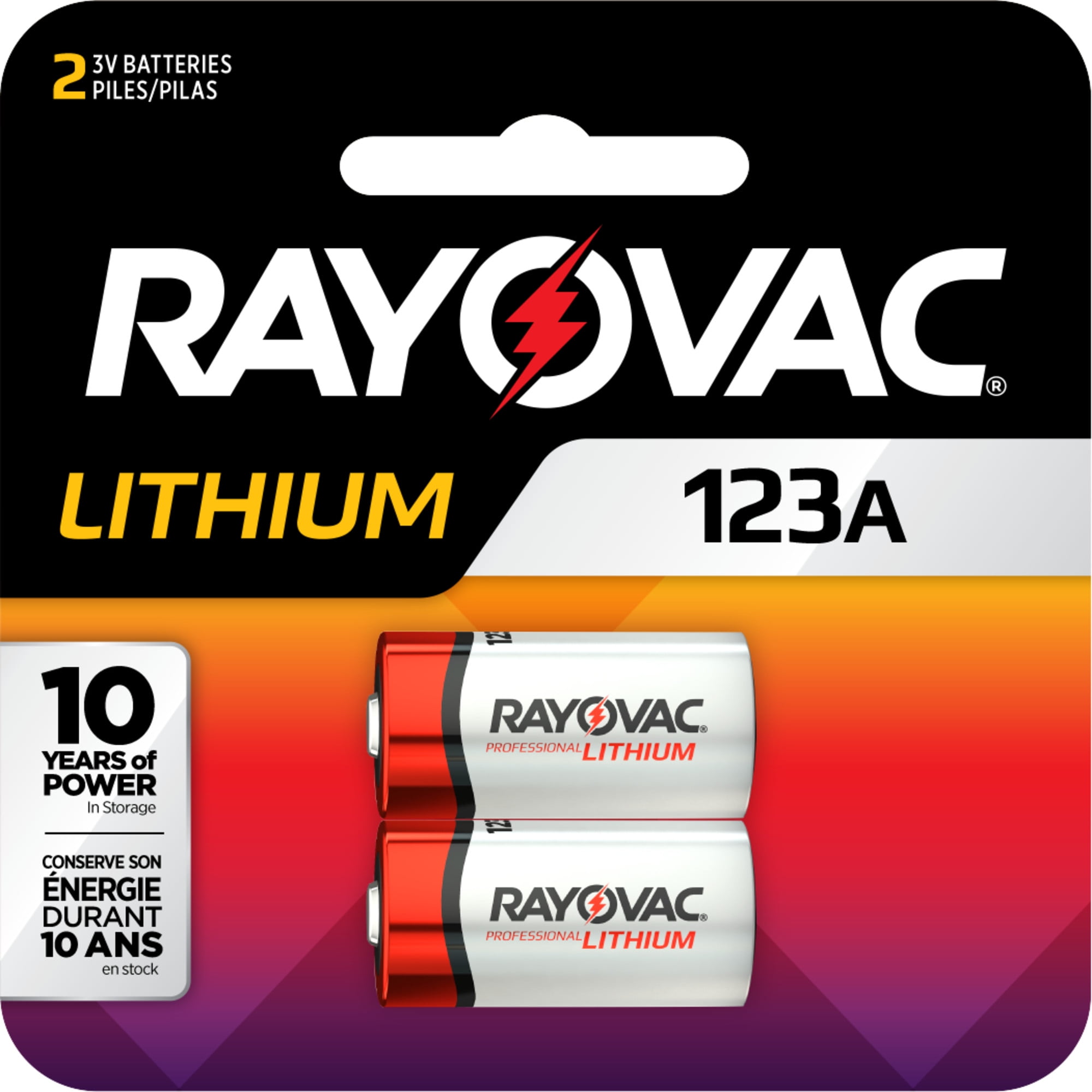 Rayovac 123 3V Lithium Photo Batteries (2 Pack), CR123A High Power Lithium Batteries Compatible with Cameras, Flashlights, Electronics and More