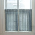 thumbnail image 2 of Namzi Boho Embroidered Kitchen Tier Curtains with Tassels Rod Pocket Farmhouse Linen Textured Cafe Half Window Curtain, 1 Panel (Blue,52"x18"), 2 of 5