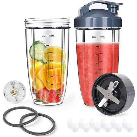 

Blender Cups & Blade Replacement Set for 32Oz Huge Cup Compatible for 600W/900W Blender