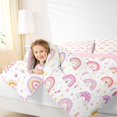 thumbnail image 5 of Manfei Cartoon Rainbow Twin Bedding, Floral Love Heart Bedding Comforter Set, White Pink, Pink Reversible, 7-Piece, 5 of 6