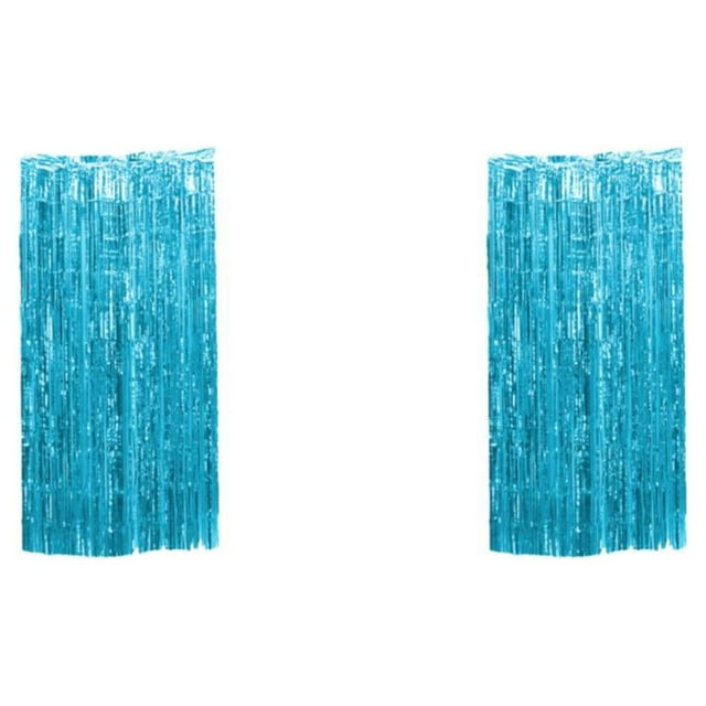 Youkk Coffre-Fort Ingrédients Rideau Large Feuille d'Application Fait Non Toxique Inodore Feuille Frange Rideau Partie Fond Doigt Bleu Clair 3*1M 2Set
