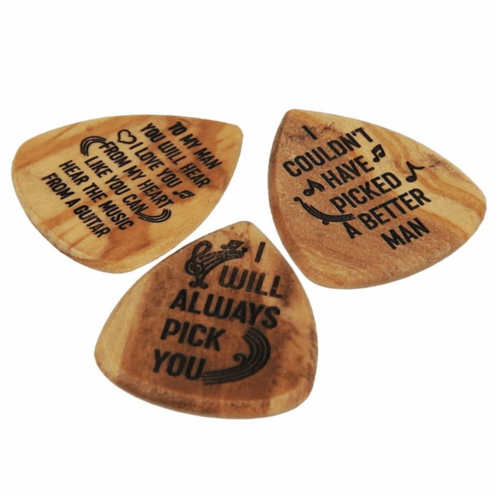 XKHZJL Wood Guitar Pick Box - Valentine's Day Gift for Him, Shaped Plectrum Container with 3 Pcs Guitar Picks for Guitar Picks Storage