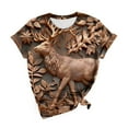 thumbnail image 4 of Hyknon Hauts d'Été pour Femmes T-shirt à Manches Courtes Imprimé à la Mode Pull Doux Polyvalent pour Sortir, 4 of 5