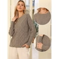 thumbnail image 2 of DARING DIVA Crewneck Fall Chunky Cable Knit Pullover Sweater XS Light Brown, 2 of 6